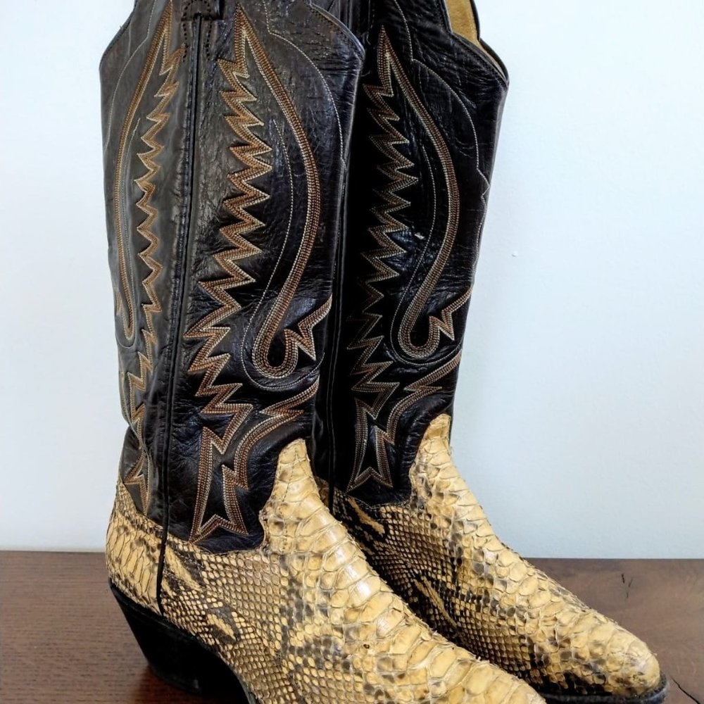 Women's Vintage Panhandle Slim Python Cowboy Boots - size 7